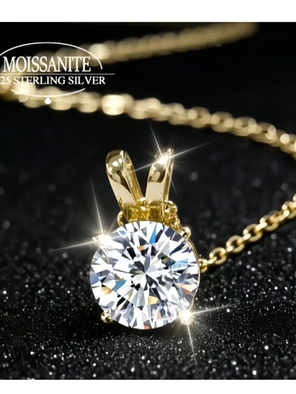 NWT 1ct Round Brilliant Cut Moissanite Pendant Necklace 925 Silver Gold
